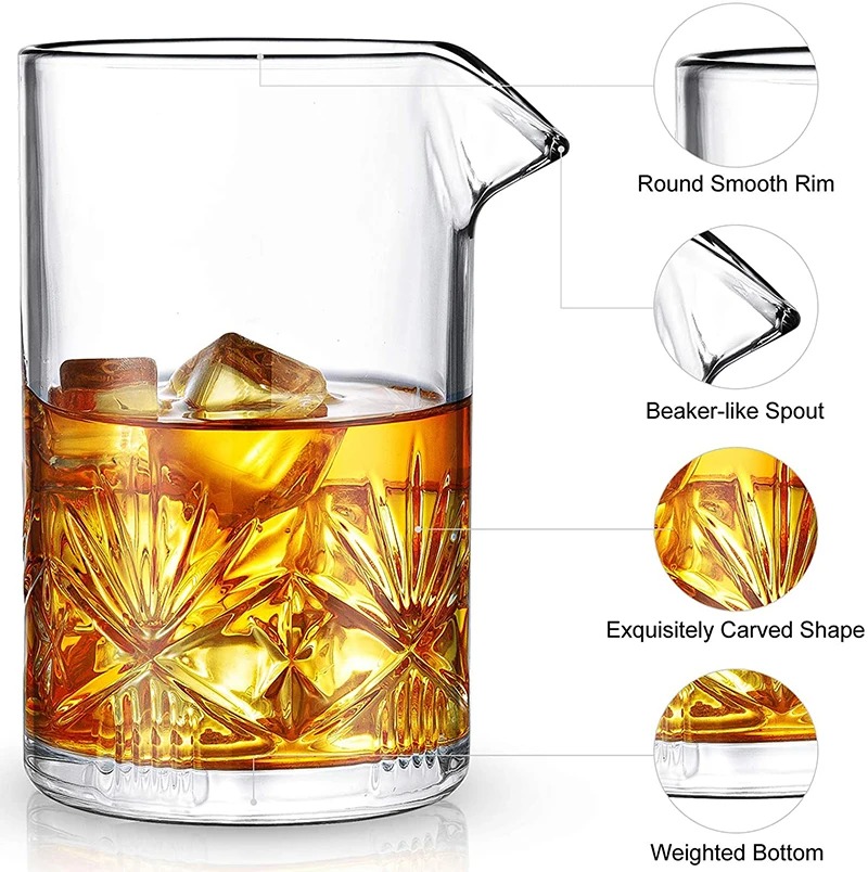 Professional Cocktail Mixing Glass 550ml Weighted Bottom - Image 3