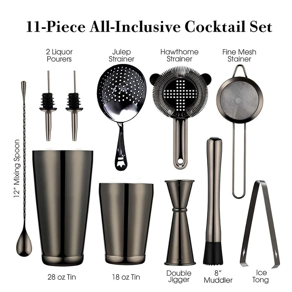 Weighted Boston Shaker Set 2 Pack with Jigger and Strainer - Image 3