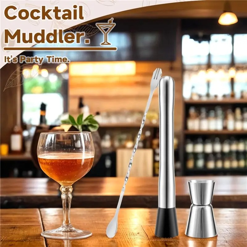 SEWS Stainless Steel Cocktail Bar Tool Set with Jigger Spoon - Image 3