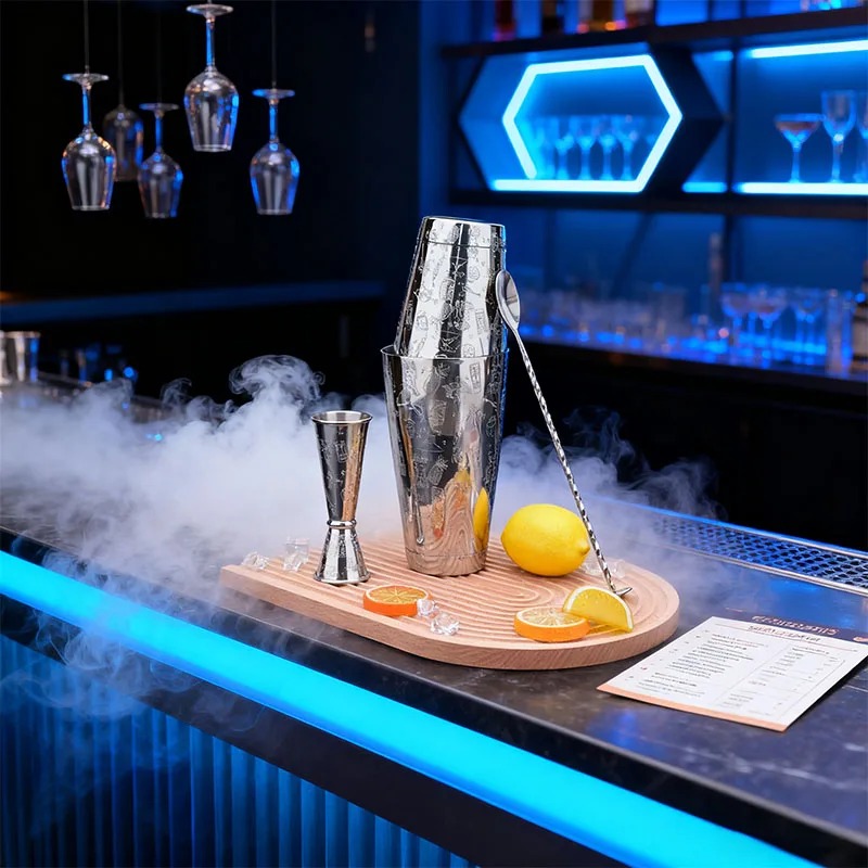 Unique Etched Stainless Steel Boston Cocktail Shaker Set - Image 2