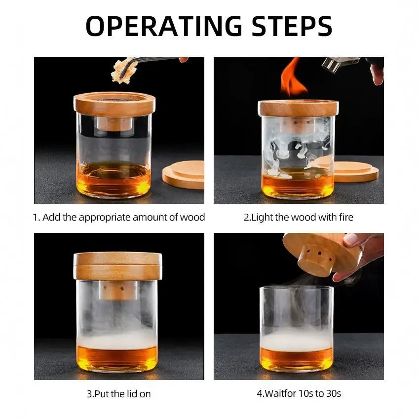 Cocktail Smoker Kit with 4 Natural Wood Flavors for Whiskey - Image 6