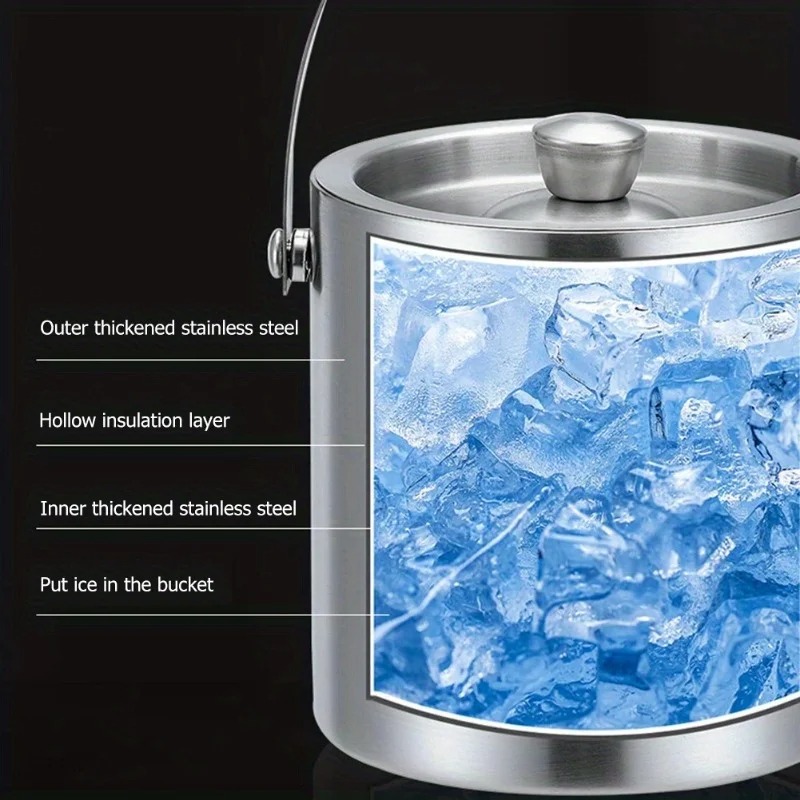 Stainless Steel Insulated Ice Bucket for Wine Beer Champagne - Image 3